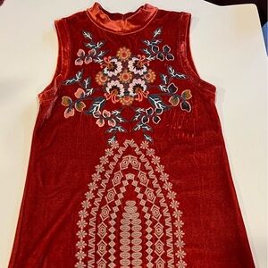 THML Red Maxi Dress with Embroidery